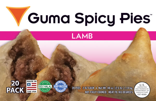 GUMA SPICY PIE – LUMB SPICY PIE 20 Single pieces in a pack 12 in a case These pies are delicately spiced, mouth-watering, flaky appetizers that are perfect for any occasion. You will start by eating 1 and end up eating 3 because they are so delicious and habit forming. Plus to top things off, they are nutritious and made with only top-quality ingredients with little or no oil. Use our pies as an exotic hot appetizer, popular party Hors d’Oeuvres, a quick and easy lunch, dinner entree or combo, or even just as a salad topper.