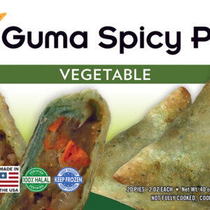 GUMA SPICY PIE – VEGETABLE SPICY PIE 20 single pieces in a pack These pies are delicately spiced, mouth-watering, flaky appetizers that are perfect for any occasion. You will start by eating 1 and end up eating 3 because they are so delicious and habit forming. Plus to top things off, they are nutritious and made with only top-quality ingredients with little or no oil. Use our pies as an exotic hot appetizer, popular party Hors d’Oeuvres, a quick and easy lunch, dinner entree or combo, or even just as a salad topper.